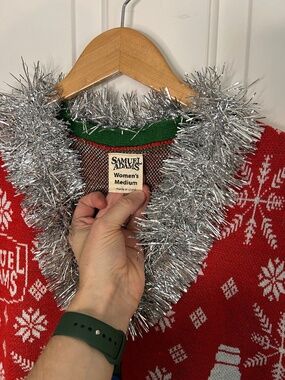 Sam Adams Christmas Button Up vest - Women's Size Medium - Tinsel Trim